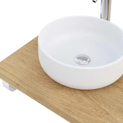 T-Bath Plan de toilette 121x49x3 cm hydrofuge placage chêne naturel avec supports chromés* Plan De Travail Salle De Bains