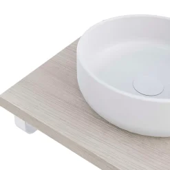 T-Bath Plan de toilette 61x49x3 cm hydrofuge placage frêne naturel avec supports blancs* Plan De Travail Salle De Bains