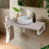 T-Bath Plan de toilette 91x49x3 cm hydrofuge placage frêne naturel avec supports blancs