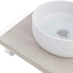 T-Bath Plan de toilette 61x49x3 cm hydrofuge placage frêne naturel avec supports chromés