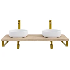 T-Bath Plan de toilette 121x49x3 cm hydrofuge placage orme naturel* Plan De Travail Salle De Bains