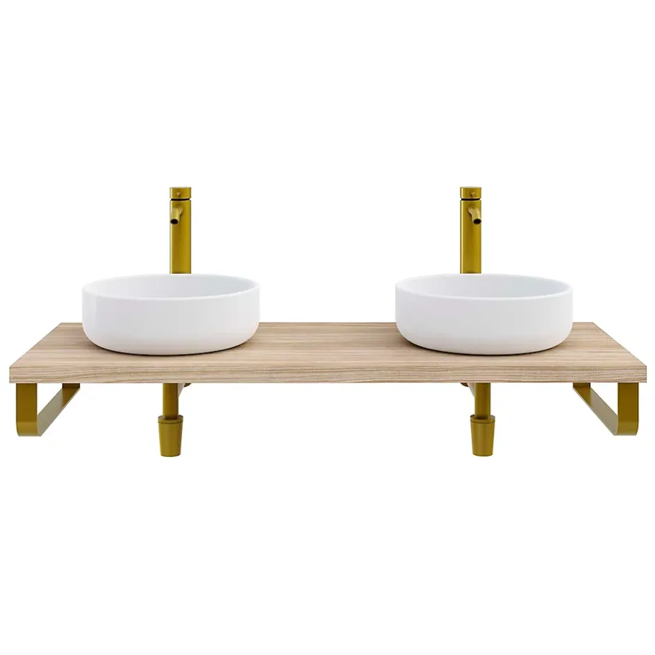 T-Bath Plan de toilette 121x49x3 cm hydrofuge placage orme naturel* Plan De Travail Salle De Bains