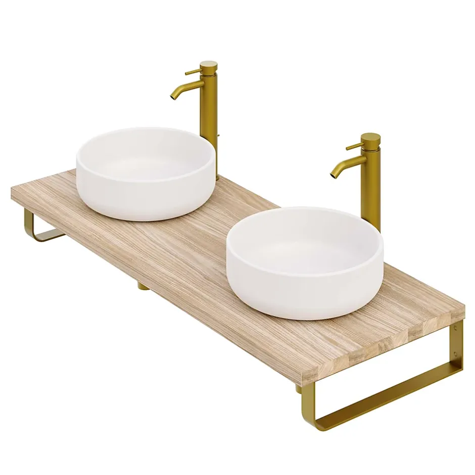 T-Bath Plan de toilette 121x49x3 cm hydrofuge placage orme naturel* Plan De Travail Salle De Bains