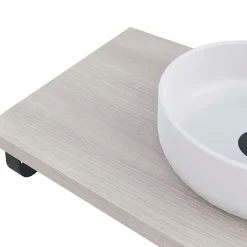 T-Bath Plan de toilette 91x49x3 cm hydrofuge placage frêne naturel avec supports noirs* Plan De Travail Salle De Bains