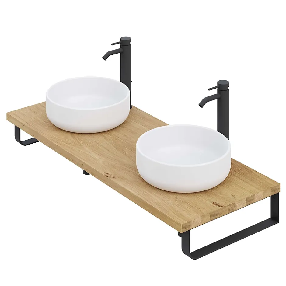 T-Bath Plan de toilette 121x49x3 cm hydrofuge placage chêne naturel* Plan De Travail Salle De Bains