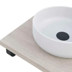 T-Bath Plan de toilette 61x49x3 cm hydrofuge placage frêne naturel avec supports noirs