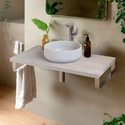 T-Bath Plan de toilette 91x49x3 cm hydrofuge placage frêne naturel