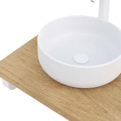 T-Bath Plan de toilette 121x49x3 cm hydrofuge placage chêne naturel avec supports blancs