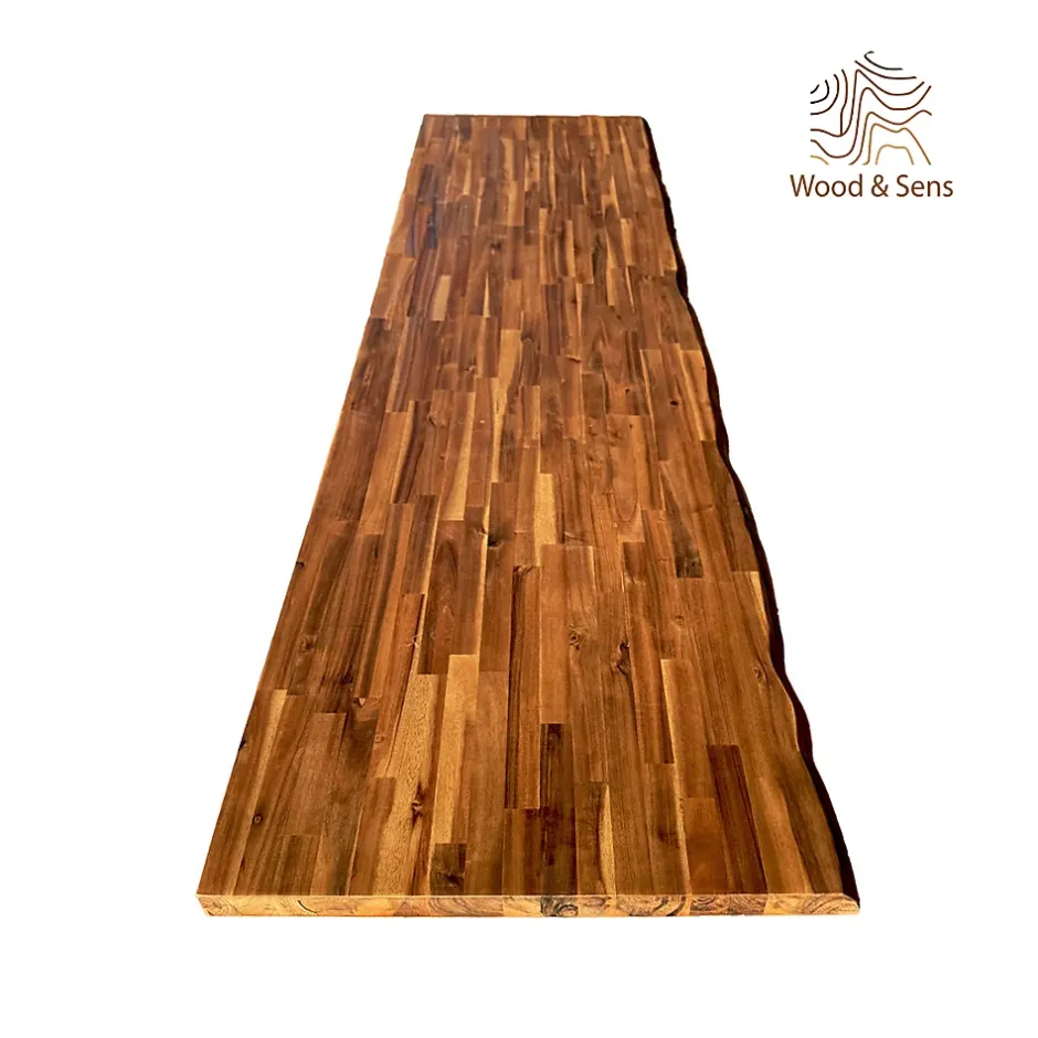 Wood&Sens Plan de travail Acacia massif bord naturel huilé L.250 X P.65 cm, Ep.36 mm