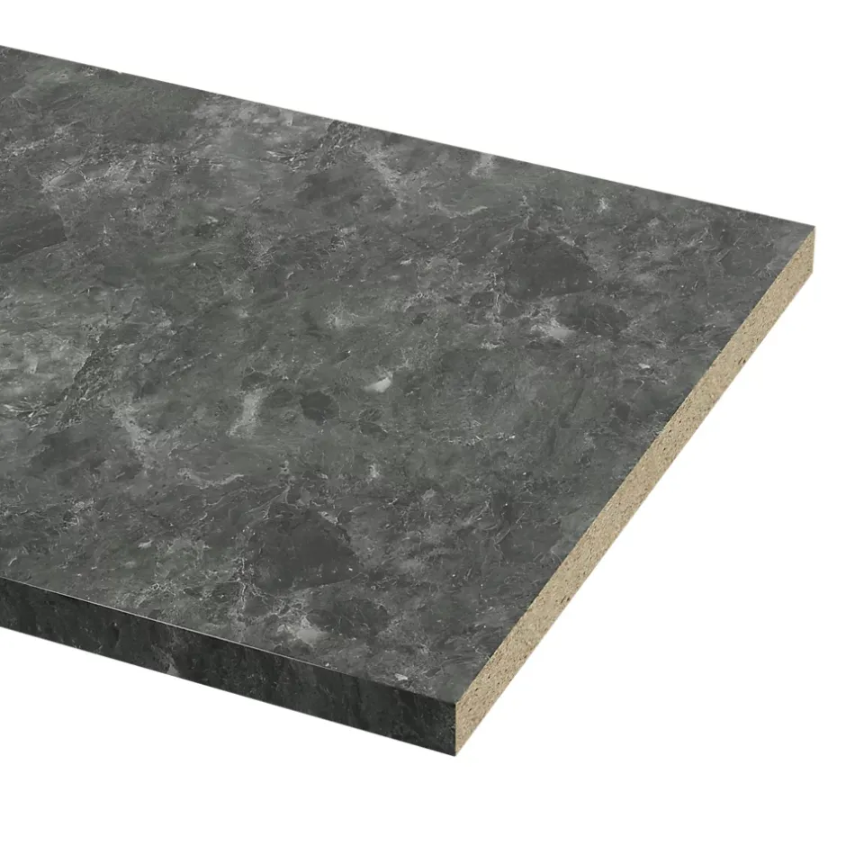 GoodHome Plan de travail aspect marbre gris foncé Kala L.300 x l.62 x Ép.3,8 cm
