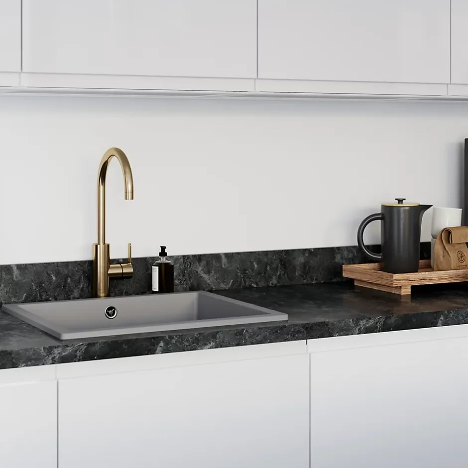 GoodHome Plan de travail aspect marbre gris foncé Kala L.300 x l.62 x Ép.3,8 cm