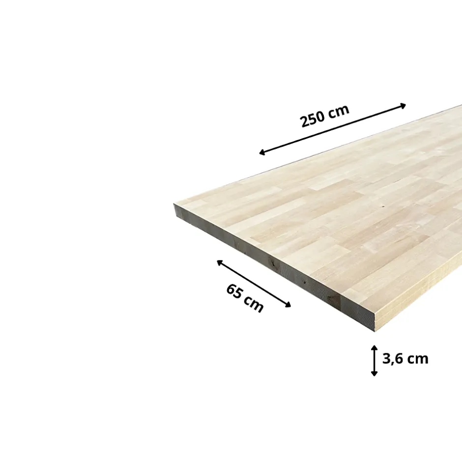 Wood&Sens Plan de travail bouleau, L.2,5 m x l.65 cm, Ep.3,6 cm* Plan De Travail Buanderie
