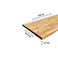 Wood&Sens Plan de travail Chêne plaqué huilé, L.240 cm x l.63,5 cm, Ep.37 mm* Plan De Travail Buanderie