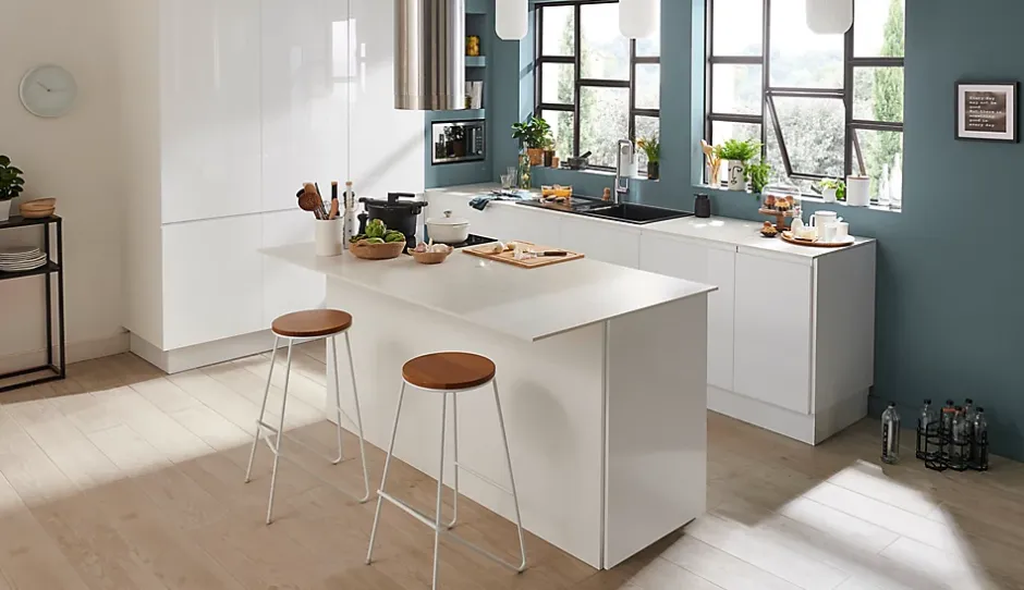 GoodHome Plan de travail compact 1 face blanc / 1 face aspect pierre Nepeta L.300 x l.62 x Ép.1,2 cm