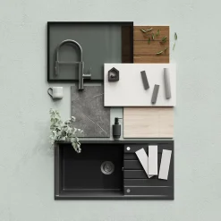 GoodHome Plan de travail compact aspect marbre gris Nepeta L.300 x l.62 x Ép.1,2 cm