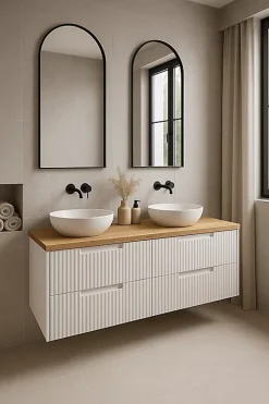 Furnidea Plan de travail en bois chêne massif naturel 160 cm pour meuble de salle de bain* Plan De Travail Salle De Bains