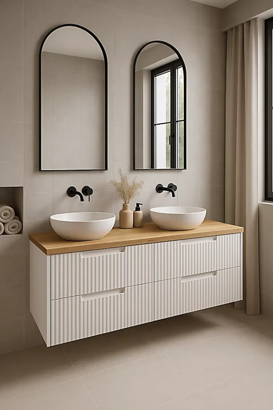 Furnidea Plan de travail en bois chêne massif naturel 160 cm pour meuble de salle de bain* Plan De Travail Salle De Bains