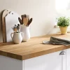 GoodHome Plan de travail hêtre massif Hinita L.260 x l.62 x Ép.4 cm
