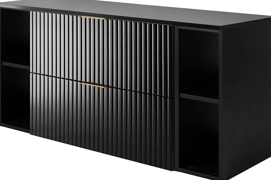 Furnidea Plan de travail pour meuble de salle de bain VENA FLOW noir mat 120 cm