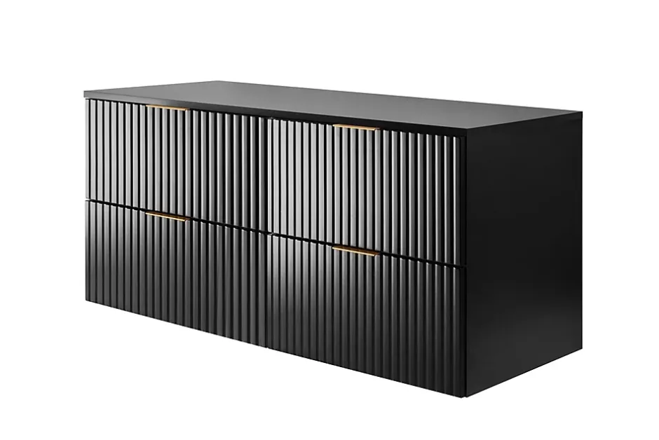 Furnidea Plan de travail pour meuble de salle de bain VENA FLOW noir mat 120 cm