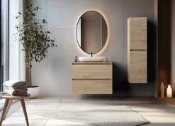 Furnidea Plan de travail pour meuble de salle de bain SIMPLE en chêne clair 80 cm