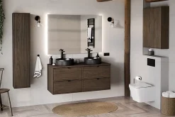 Furnidea Plan de travail pour meuble de salle de bain TERRA VILLA coloris noyer foncé 120 cm* Plan De Travail Salle De Bains