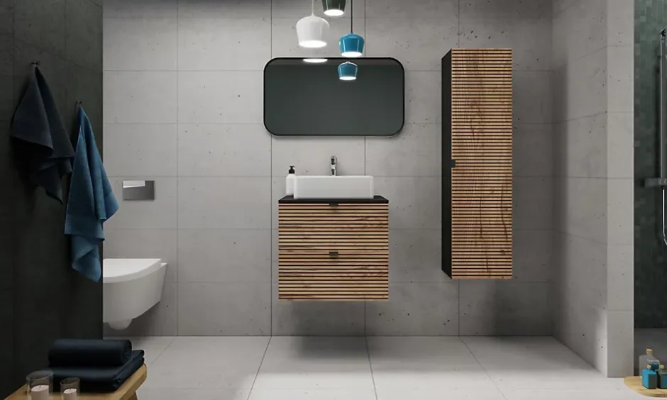 Furnidea Plan de travail pour meuble de salle de bain VENA FLOW noir mat 60 cm