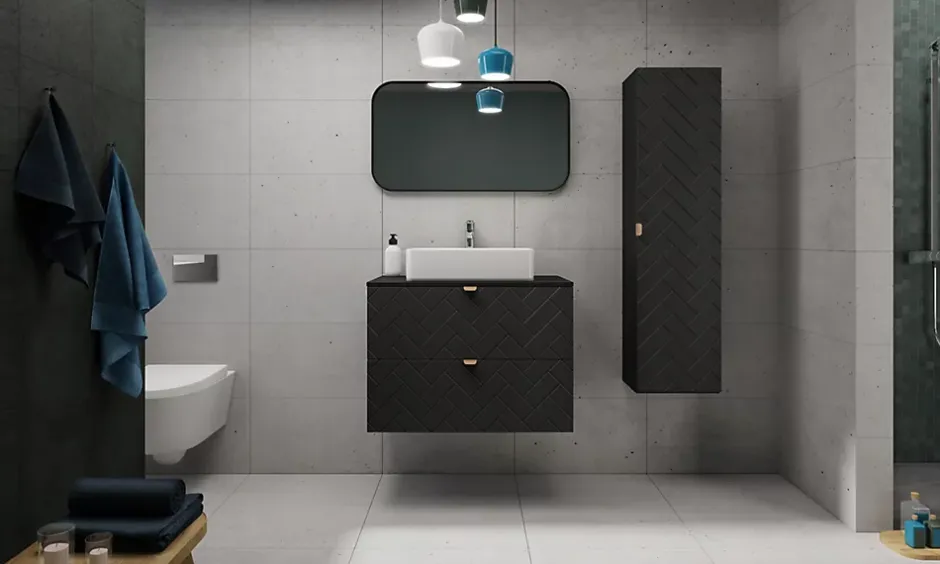 Furnidea Plan de travail pour meuble de salle de bain VENA FLOW noir mat 60 cm