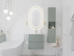 Furnidea Plan de travail pour meuble de salle de bain LINE REED GREEN vert SAUGE 60 cm* Plan De Travail Salle De Bains