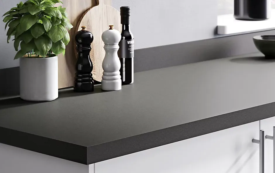 GoodHome Plan de travail stratifié anthracite mat Berberis L.300 x l.62 x Ép.3,8 cm* Plan De Travail Buanderie