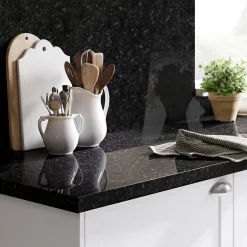 GoodHome Plan de travail stratifié effet granit noir L.300 x l.62 x ép.3,8 cm, Kabsa