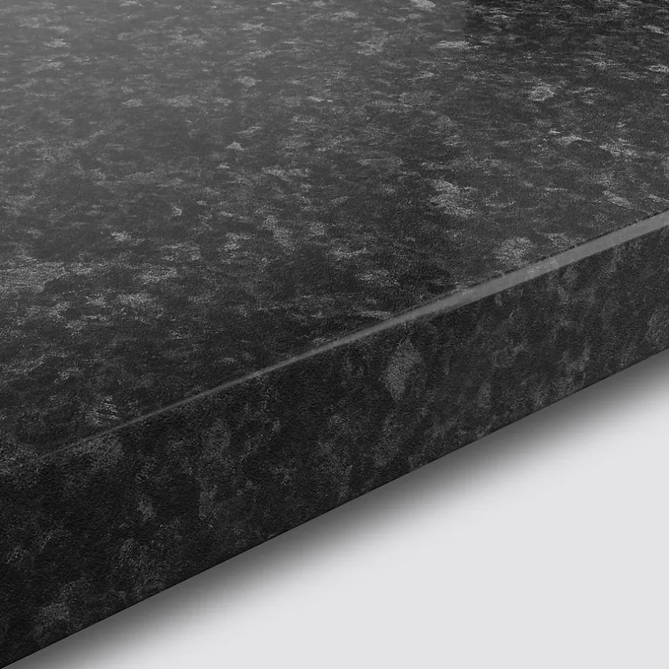 GoodHome Plan de travail stratifié effet granit noir L.300 x l.62 x ép.3,8 cm, Kabsa