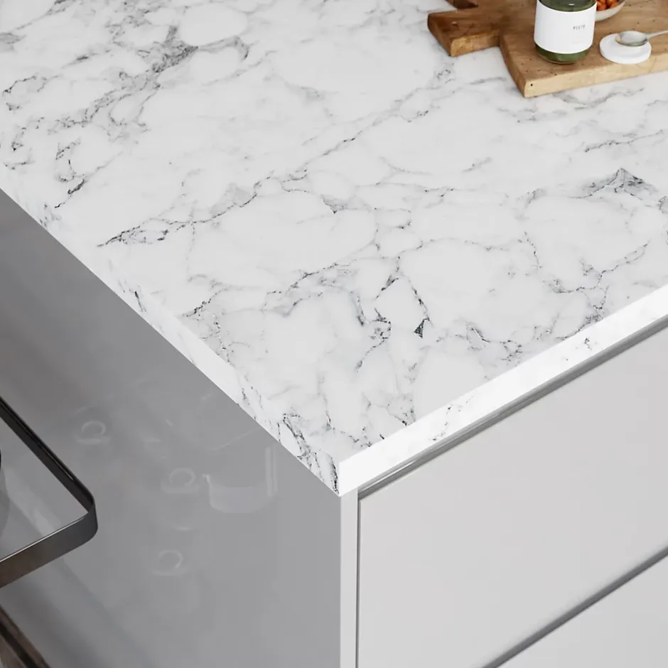 GoodHome Plan de travail stratifié aspect quartzite Berberis L.300 x Ép.3,8 cm
