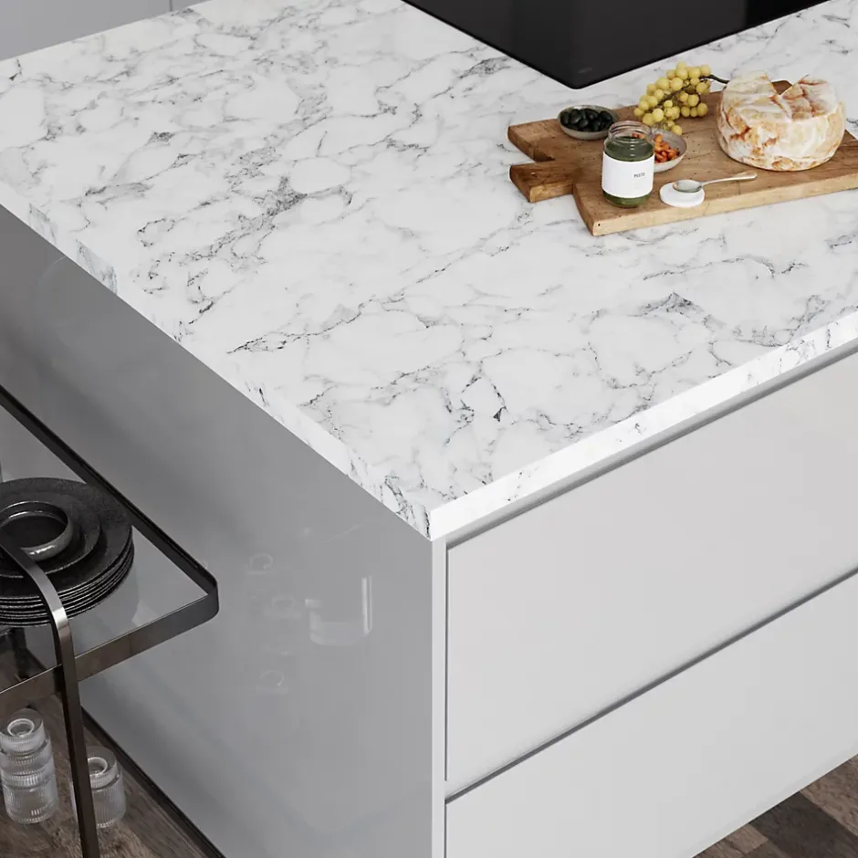 GoodHome Plan de travail stratifié aspect quartzite Berberis L.300 x Ép.3,8 cm