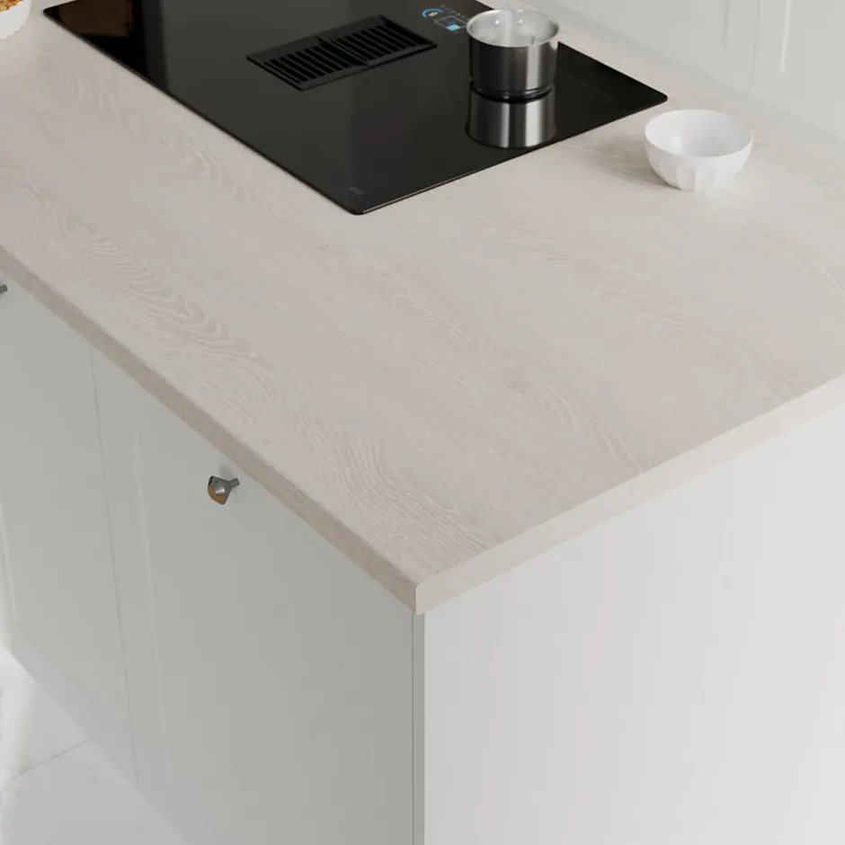 GoodHome Plan de travail stratifié aspect bois blanc Kabsa L.300 x l.62 x Ép.3,8 cm* Plan De Travail Buanderie