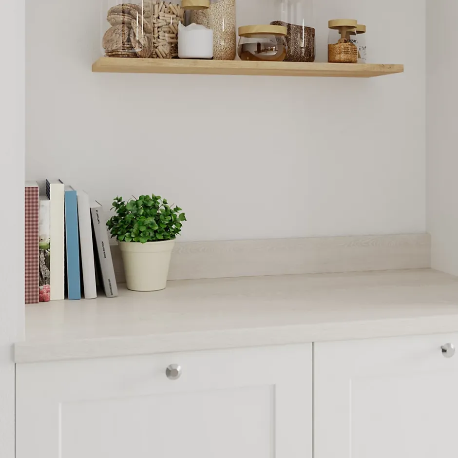 GoodHome Plan de travail stratifié aspect bois blanc Kabsa L.300 x l.62 x Ép.3,8 cm* Plan De Travail Buanderie