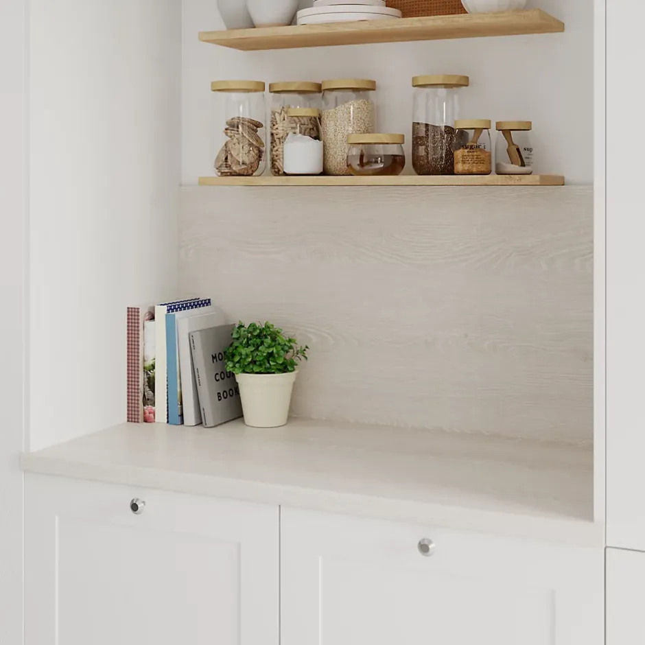 GoodHome Plan de travail stratifié aspect bois blanc Kabsa L.300 x l.62 x Ép.3,8 cm* Plan De Travail Buanderie