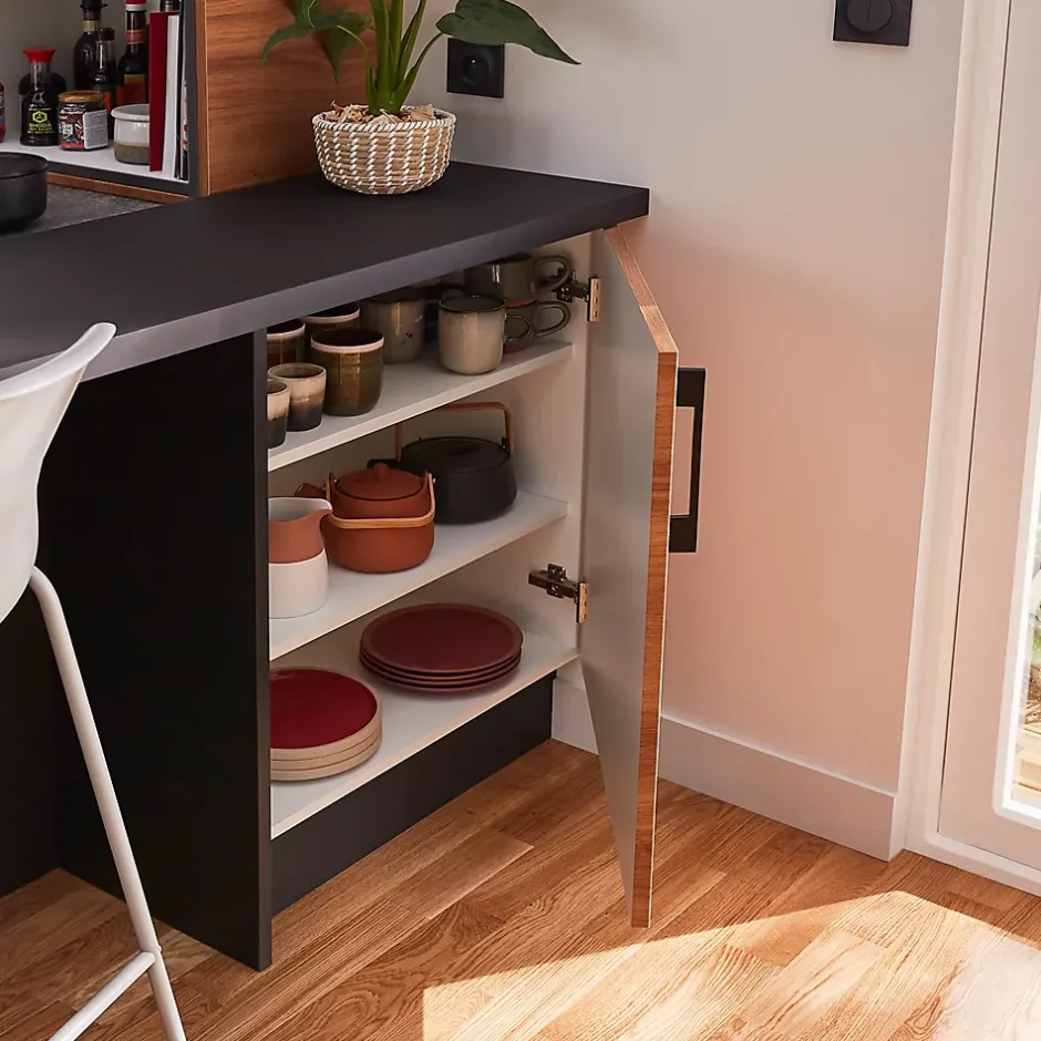 GoodHome Plan de travail stratifié noir mat L.300 x l.62 x ép.3,8 cm Berberis