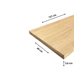 Wood&Sens Plan de vasque Bambou Pré-Huilé bois massif, l.121 x H.49 cm, Ep.36 mm* Plan De Travail Salle De Bains
