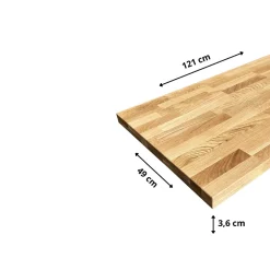 Wood&Sens Plan de vasque Chêne Pré-Huilé bois massif, l.121 x H.49 cm, Ep.36 mm