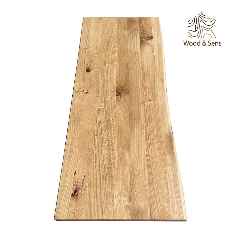 Wood&Sens Plan de vasque Chêne Pré-Huilé bois bord naturel, l.121 x H.49 cm, Ep.40 mm