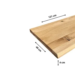 Wood&Sens Plan de vasque Chêne Pré-Huilé bois bord naturel, l.121 x H.49 cm, Ep.40 mm