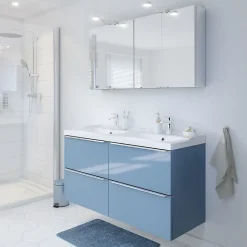 GoodHome Plan double vasque blanc en céramique l.120 cm Lana
