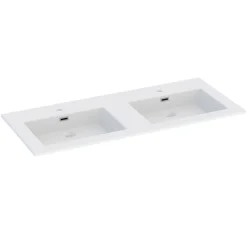 Cooke & Lewis Plan double vasque blanc en résine l.120 cm, Pamili