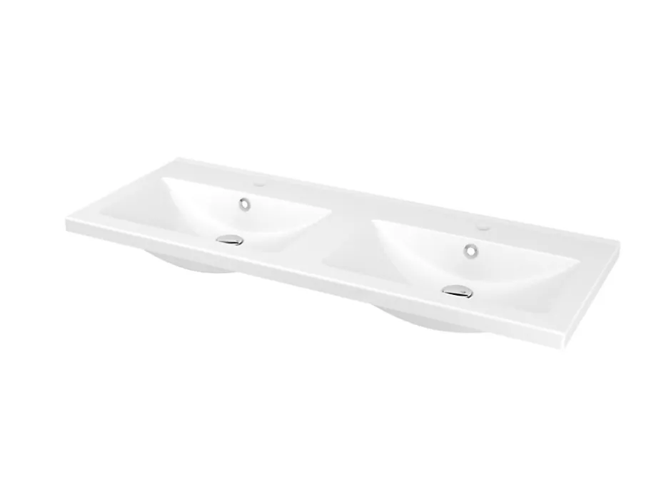GoodHome Plan double vasque blanc en céramique l.120 cm Nira