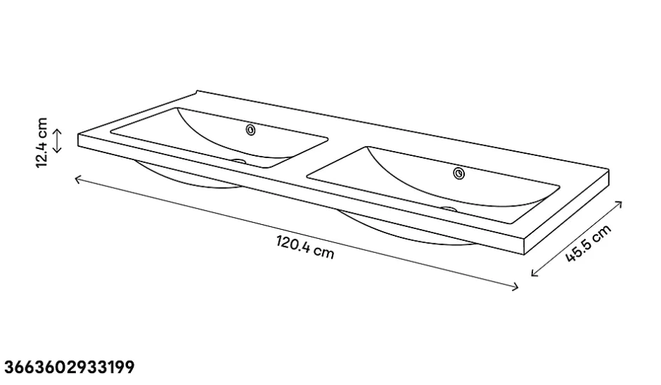 GoodHome Plan double vasque blanc en céramique l.120 cm Nira