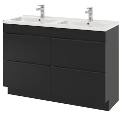 GoodHome Plan double vasque blanc en céramique l.120 cm Nira