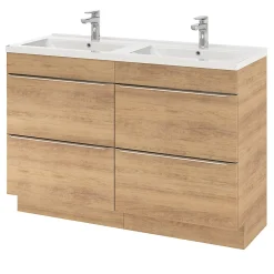 GoodHome Plan double vasque blanc en céramique l.120 cm Nira