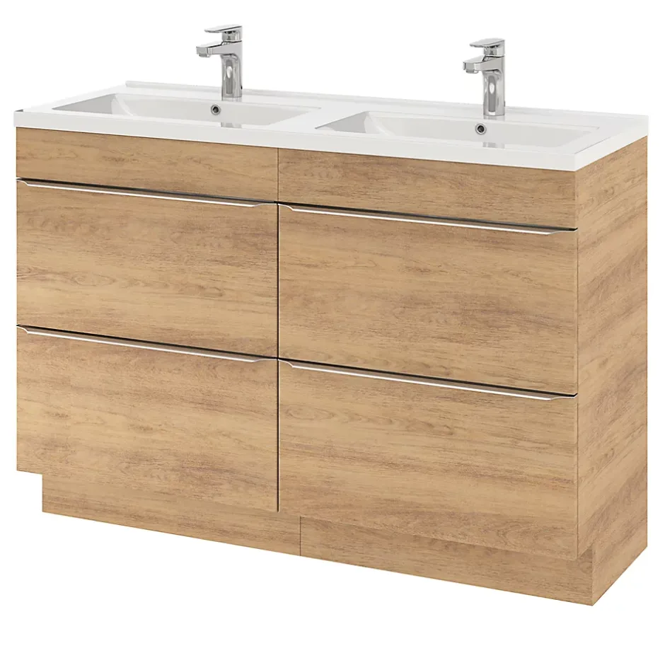 GoodHome Plan double vasque blanc en céramique l.120 cm Nira