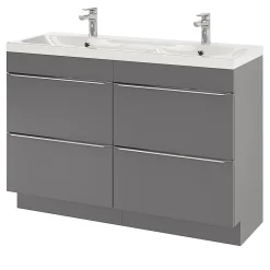 GoodHome Plan double vasque en résine blanc Mila 120 cm* Plan Double Vasque